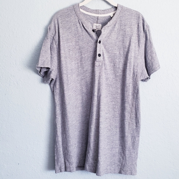 Rag & Bone Gray Short Sleeve Henley - Picture 1 of 7